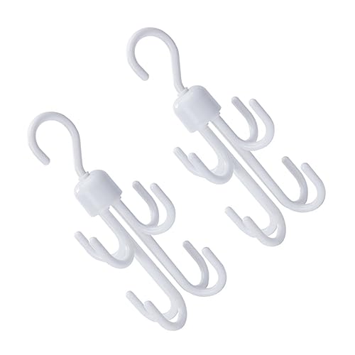 FONDOTIN 2pcs Rotating Multifunctional Wardrobe Hooks Rotatable Hanging Hook for Ties Scarves Hats and Accessories Compact Design Environmental Material White