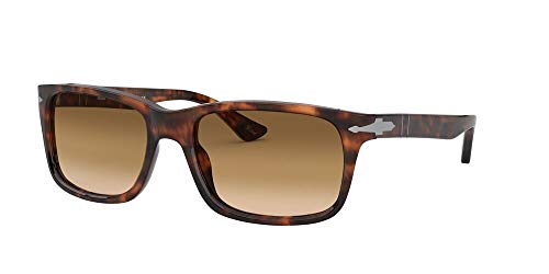 Persol PO3048S Rectangular Sunglasses, Caffe/Clear Gradient Brown, 58 mm