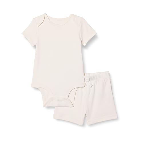Amazon Essentials Unisex Toddlers Baby Unisex Bodysuit and Short Set Ivory 12 Months