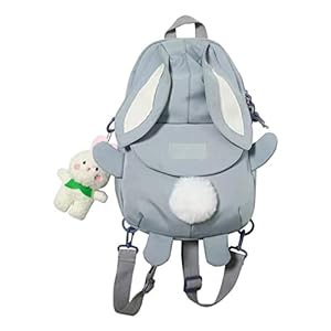 Kawaii Bunny Ear backpack,Kawaii Cartoon Bunny Travel School Bags,Rabbit Ears Backpacks With Plush Pendant Japanese Style Travel Backpack