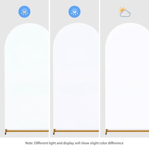 Image of SoarDream White Arch Backdrop Cover Spandex Fitted Arch Wall Stretchy Backdrop Covers White for Wedding Birdal Shower Stand Decorations(6FT 6.6FT 7.2FT Set of 3)