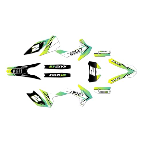 Kalair GFX Graphics Kit for Kayo K2 PRO (2025+) Razor Series Green 9 Mil - Easy Go - Dirt Pit Bike Motorcycle Stickers, Dirtbike Racing Automotive Decal Motocross Accessories no-Plastics