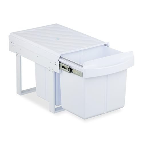 Relaxdays Einbaumülleimer, 3 Fächer, 15l & 2X 8l, HBT: 34,6 x 34 x 51,8...