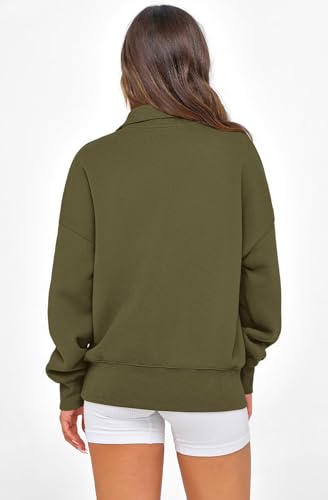 PRETTYGARDEN Womens Half Zip Oversized Sweatshirts Fleece Hoodies 2026 Trendy Long Sleeve Pullover Tops Y2k Fall Spring Outfits (Army Green,XXL) — view 6