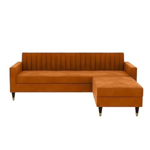 Image of 4 Seater Sofa Set with Two Cushions Perfect for Home Office Guests Living Room (Orange, 4 Seater)