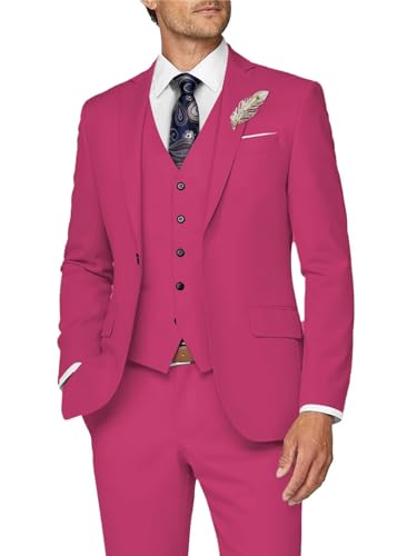 Suits for Men Slim Fit 3 Piece, Formal Business Tuxedo for Men Slim Fit Prom Suits Mens Suit 3 Piece Set Groom Wedding Party