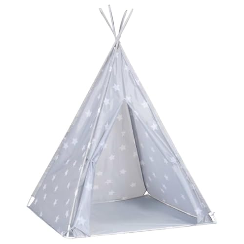 vidaXL Tienda Tipi para Niños con Bolsa Tienda de Campaña Infantil Bebés Juegos Jardín Casa Patio Diversión Decoración Adorno Poliéster Gris