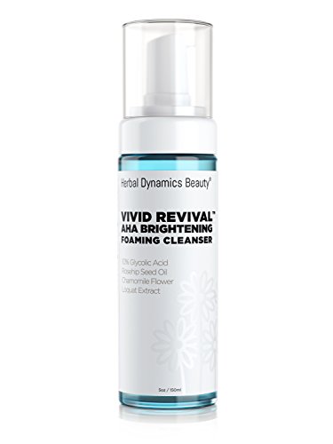 HD Beauty Vivid Revivalâ„¢ AHA Brightening Foaming Cleanser with Glycolic Acid, Rosehip Seed Oil, Chamomile, Seaweed Extract, Lemon Fruit Oil, and Sunflower Seed Oil for Oily or Acne-Prone Skin, 5 oz.