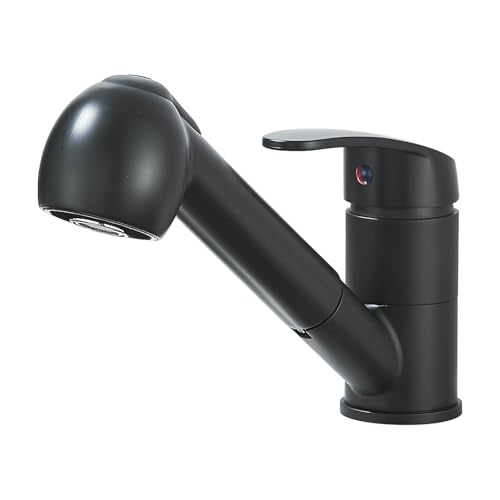 Robinet Cuisine Noir,Mitigeur Cuisine avec Douchette Monocommande,Robinet Pivotant À 360° pour 1 Trou,2 Modes de Pulvérisation