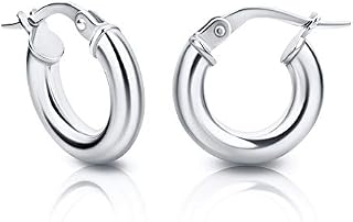 Orovi Women Loop Earrings 9 ct / 375 White Gold Hoops