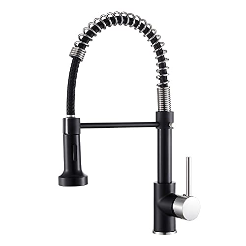 バーファームハウス商業用、アウトタップ、スイベルスパウト拡張可能なスプリングミキサープルダウンシンク高級蛇口キッチン用ゴールド (カラースタイル1)