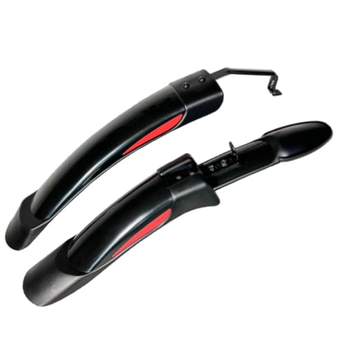 Image of Shrenik Cycle Mudguard Plastic Compatible 26, 27.5, 29 Inch Bicycle Fender Reflective Tape Red Clip-on Front & Rear Set with Metal Caliper Fittings