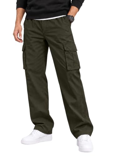 Image of Leriya Fashion Men Cargo Pants | 6 Pocket Cotton Cargo Joggers for Men | Loose Fit Stylish Pant with Pockets | Casual Baggy Trousers & Streetwear Lower (Available in Plus Size)