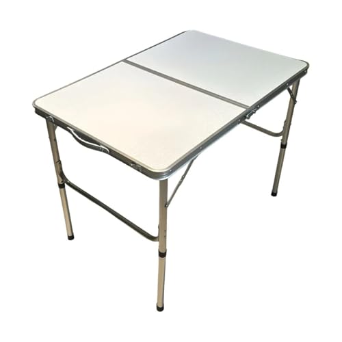 Mesa Dobrável Vira Maleta Alumínio Com Alça Portátil 90x60cm Para Camping Pesca Jardim Área Externa Ou Interna Salão De Festas Gourmet Cor Branco