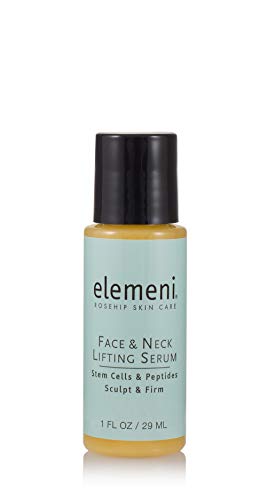 elemeni Face & Neck Lifting Serum, Firms Tightens Sculpts Neck and Decolletage, Anti Aging, Hyaluronic Acid, DMAE, Alpha Lipoic Acid, Fruit Stem Cells, Unisex, Sacha Inchi, 1 Fluid Ounce Bottle