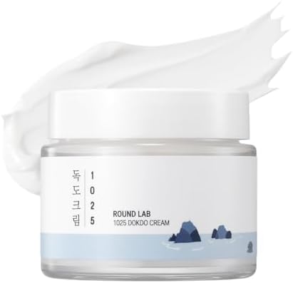 ROUND LAB 1025 Dokdo Cream 2.71 Fl Oz, 48-Hour Deep Hydrating Face Moisturizer for Acne-Prone, Redness and Sensitive Skin with Ceramide, Skin Barrier Repair Face Cream, No Fragrance, Korean Skin Care