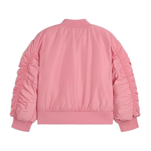 Image of PUMA Kids Girls Bow Society Pack Poly Satin Button Down Jacket Athletic Outerwear Casual - Pink