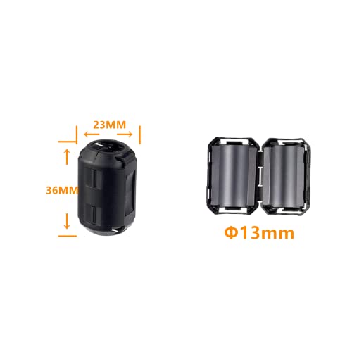 HUAREW Noise Suppressor Cable Clamp Black Clip Type Ferrite Ring RFI EMI for 13mm (Pack of 5) - Image 2