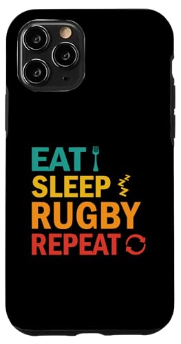 Eat Sleep Rugby Repeat Funny Rugby Player Hombres Mujeres Niños Carcasa para iPhone 11 Pro