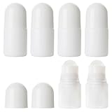 Happyupcity 6Pcs 30ml/1oz White Plastic Roller Bottles Empty Refillable Roll On Bottles Leak-Proof Deodorant Containers Travel Size Rollerball Bottle for DIY Essential Oil Perfumes Balms