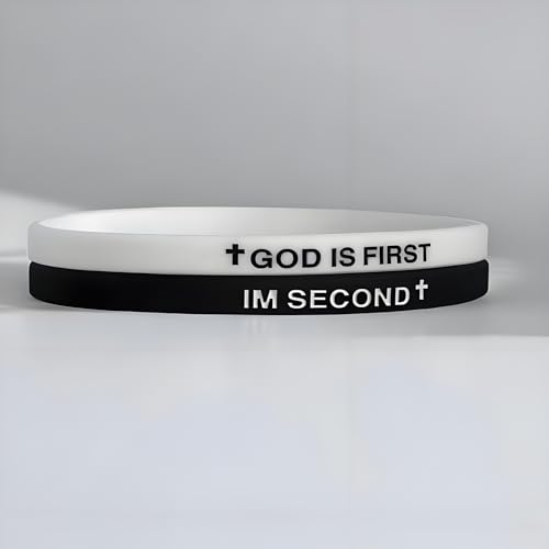 LIU JUN God Is First Bracelet, GOD IS FIRST IM SECOND Christian Rubber Bracelets Inspirational Engraved Bible Verses Cross Silicone Bracelet For Women Men Faith Gifts2