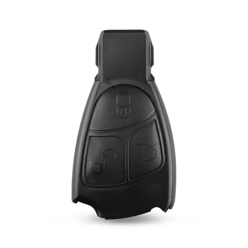 Carcasa de repuesto para llave de coche de 3 botones | Carcasa para llave de mando de coche | Compatible con Mercedes | Otros modelos | Sin zócalo de pila | Maletero, abrir y cerrar | Negro
