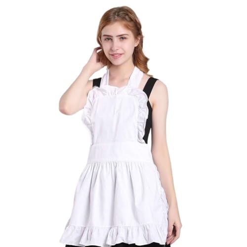 Delantal de camarera retro con volantes ideal para eventos de cosplay y cafeterías 3