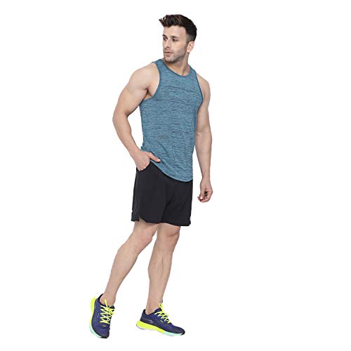 Image of CHKOKKO Men Polyester Printed Gym Co-Ord Sets Sleeveless Tank Top With Shorts