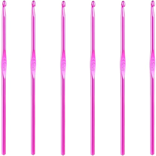 Image of 6Pcs 4.5mm Aluminum Crochet Hook Knitting Needles US Size 7 for DIY Yarn Craft,Nice Gift for Women Adults Kids Children Beginners (Purple)