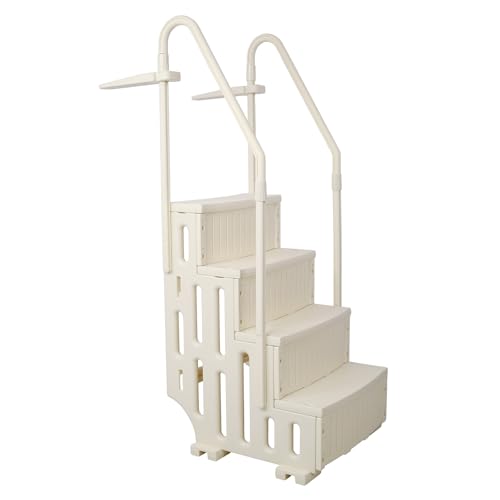 Escalera para piscina resistente con pasamanos, 4 escalones, 27.5 in ancho x 78 in alto miniatura 1