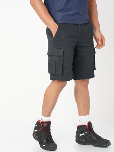 Image of Wildcraft Solid 6-Pocket Cargo Shorts, Comfortable, Regular Fit