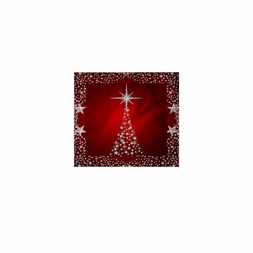 3dRose 11x12 Wash Cloth for Face and Body - Silver Star Christmas Tree with Holiday Red Background Christmas Collection