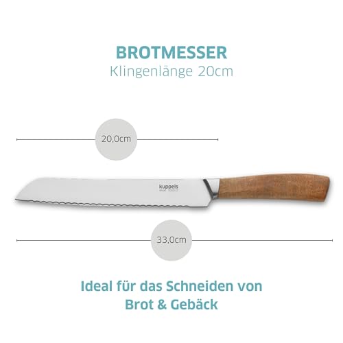 Foto von Kuppels Brotmesser WOOD | Brotmesser mit Wellenschliff | Klingenlänge 20 cm | scharfes Küchenmesser mit Akazienholzgriff | Klinge aus gehärtetem Edelstahl | Küchenmesser für präzises Schneiden
