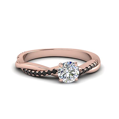 Image of 55Carat Choose Your Gemstone 18k Rose Gold Plated Infinity Twist Ring Crystal Round Shape Side Stone Wedding Valentine Wear Promise Ring with Pave Setting for Women Size US 4 to 12
