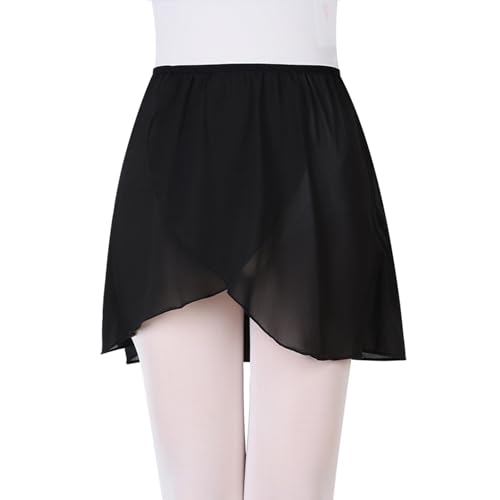 Bezioner Ballettrock Wickelrock Tanz Rock aus Chiffon zum Reinschlüpfen für Mädchen und Damen Schwarz L