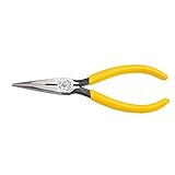 Klein Tools D203-6 Long Nose Side-Cutter Pliers, Induction-Hardened Cutting Knives and Curved Handles, 6-Inch , Yellow