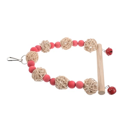 VICASKY Bird Cage Decor Swing Toy for Parrots Wooden Perch with Hanging Design Ideal for Small Pets Entertainment and Physical Activity