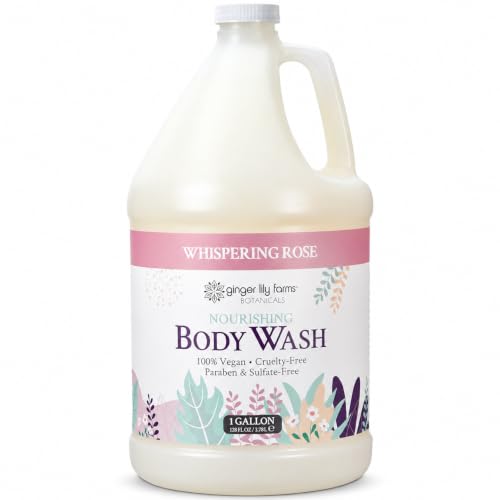 Image of Ginger Lily Farms Botanicals Body Wash, 128oz, Whispering Rose | 100% Vegan & Cruelty-Free | Nourishing Bath & Shower Gel for All Skin Types | Refill Size