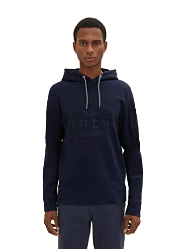 TOM TAILOR Herren Hoodie Sweatshirt mit Logo-Print 1035624, 10668 - sky...