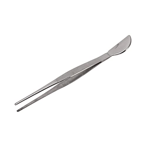 Bonsai T S, S, Long Handle Stainless Steel Straight and T S with Curved Nippers Tongs for Potted Loosening Soil Planing Grass Moon Spatula (Straight)