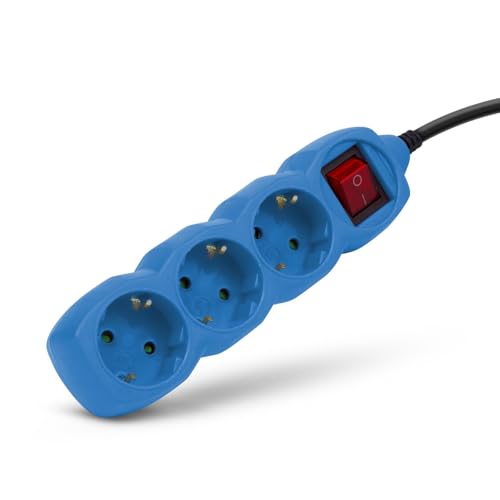 Entac Multiprise 3 Prises avec Interrupteur Bleu 1,5 m