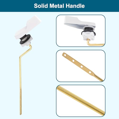 Image of Hygie Rinse Universal Side Mount Metal Toilet Handle Replacement Kit, White | Compatible with American Standard /Mansfield /Gerber /TOTO /Kohler Toilet, Toilet Tank Flusher Lever with Flapper Chain