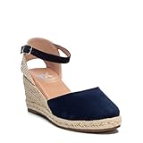 sandalias de vestir mujer platanitos Suela antideslizante XTI 43588, Sandalias con cuña Mujer, Navy, 36 EU