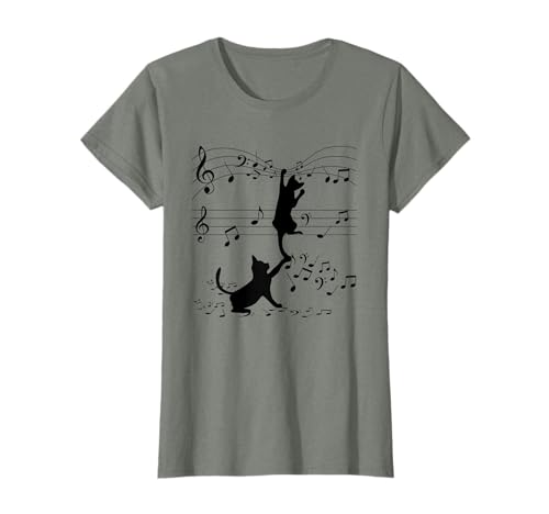 T-Shirt Chats Noirs Musiciens Art T-Shirt