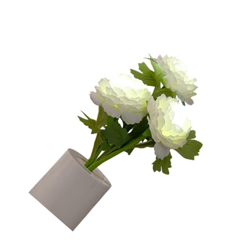 Lámpara de mesa flor de peonía LED decorativa blanca