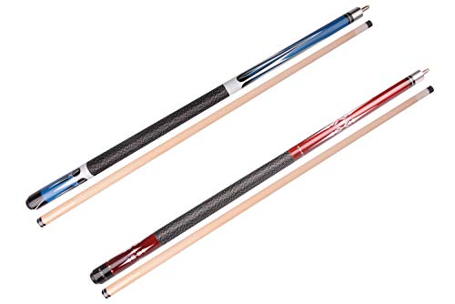 Ab Earth 2-Piece Pool Cues 57 Inches American Billiard Screw-On Tips Cue House Bar Pool Sticks (Blue + Red) #TOP1