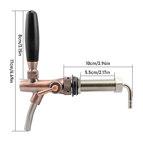 Bierzapfhahn Einstellbare G5/8 Gewinde Bierhahn Chrome Fassbierhahn, Einstellbarer Bier Zapfhahn für Hause Bar Restaurants((Vintage -Kupfer)