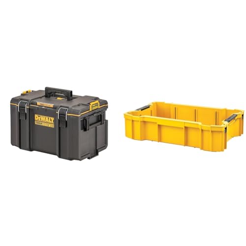 【セット買い】デウォルト(DEWALT) タフシステム2.0 システム収納BOX Lサイズ 工具箱 収納ケース ツールボックス DS400 積み重ね収納 DWST83342-1 + タフシステム2.0 トレー <大> 内部トレー Tough System