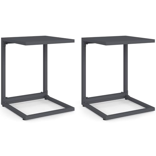 IDMarket - Lot de 2 Tables d'appoint de Jardin pour transat et Bain de Soleil Palma Gris Anthracite