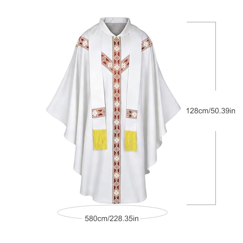 Disfraz de sacerdote para hombre con casulla eclesiástica blanca para recreaciones 5